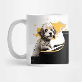 Dog playing piano Mug